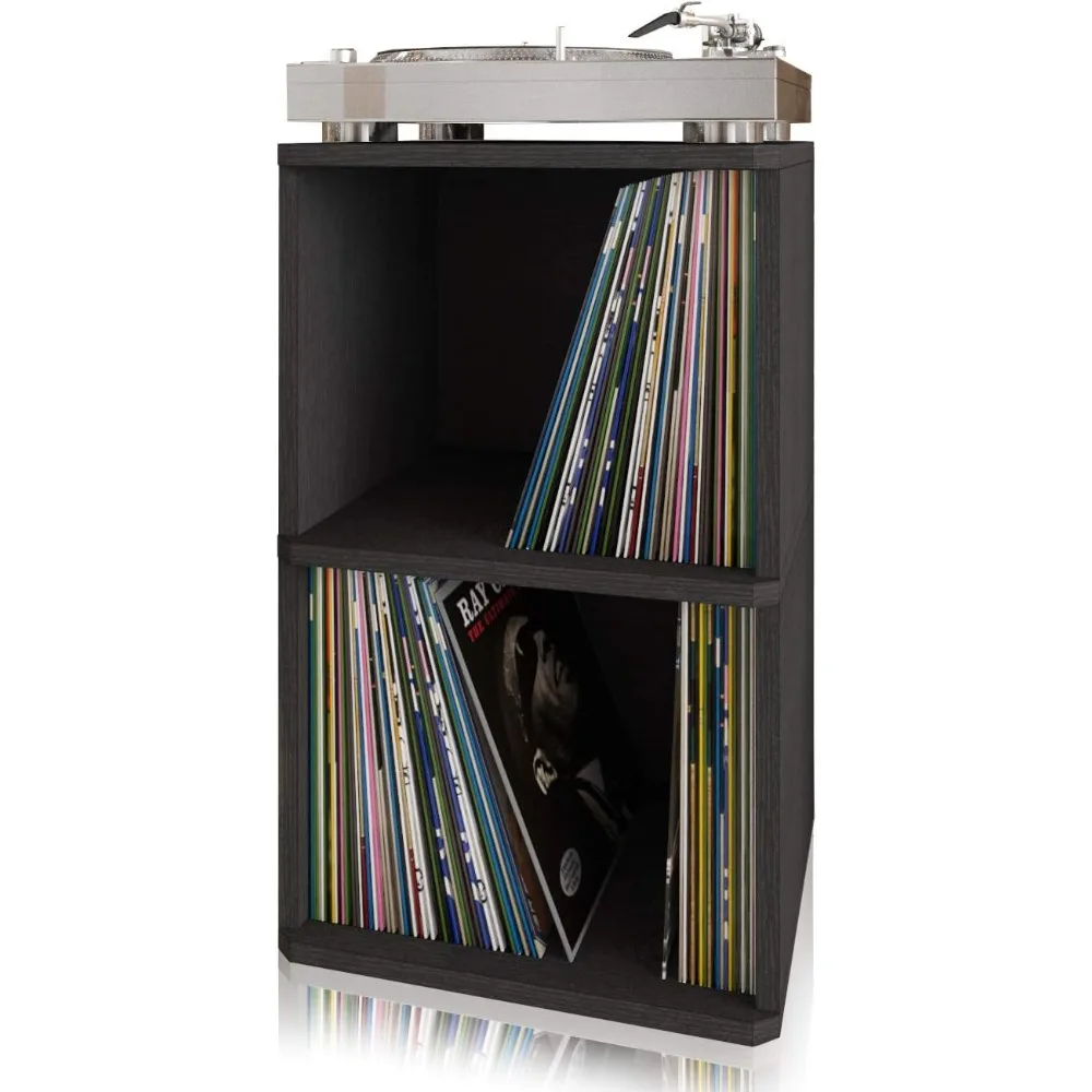 

Vinyl Record Storage - 2 Tier Book Shelf Turntable Stand (Fits 170 Albums)