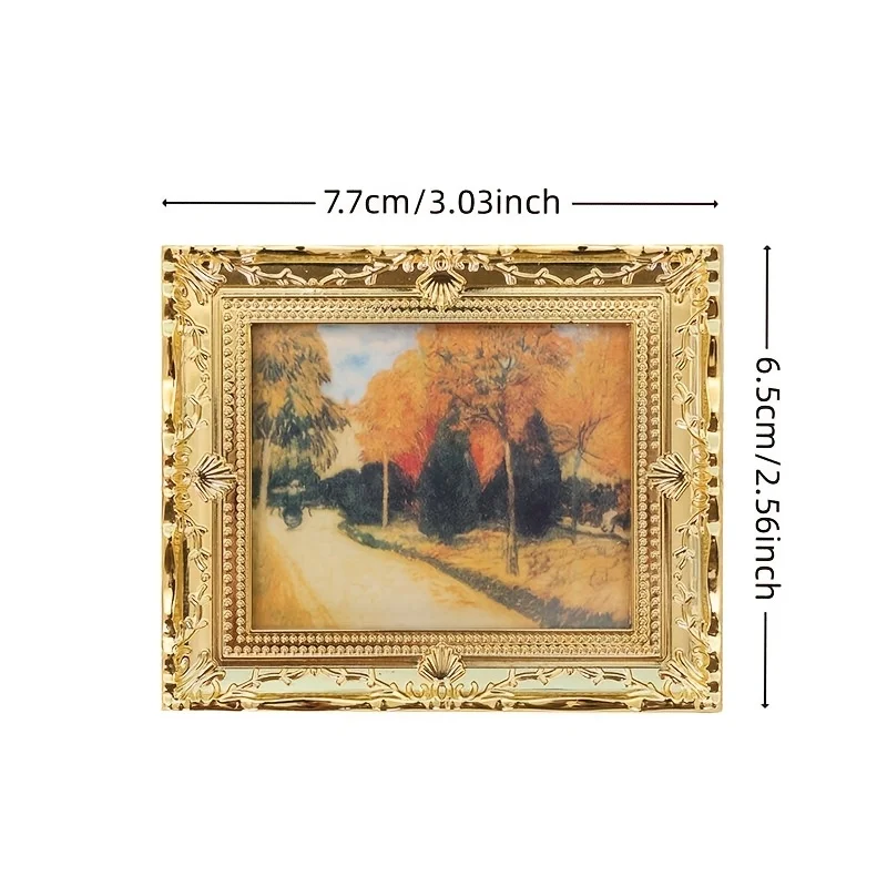 Miniatures encadrées, photos, peintures à l'huile, jouets, décorations vintage pour maison de poupée