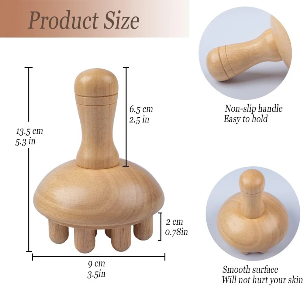 Wood Therapy Massage Tools, Wooden Mushroom Massager, Anti Cellulite Lymphatic Drainage Massage Cup Tools for Full Body Shaping