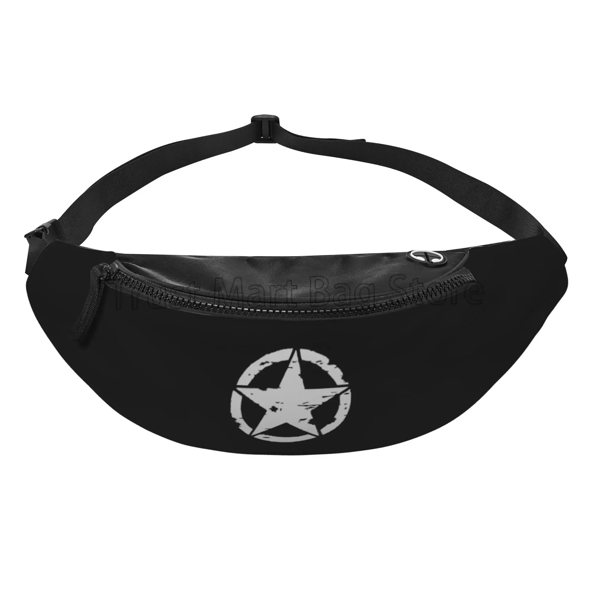 Military Tactical Star Waist Bag with Headphone Hole Belt Bag Fashion Hip Bum Bag for Outdoor Casual Travelling Hiking Cycling