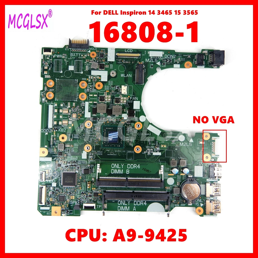 16808-1 Notebook Mainboard For DELL Inspiron 14 3465 15 3565 Laptop Motherboard CN-05V1M4  With A9-9425 CPU 100% Tested OK