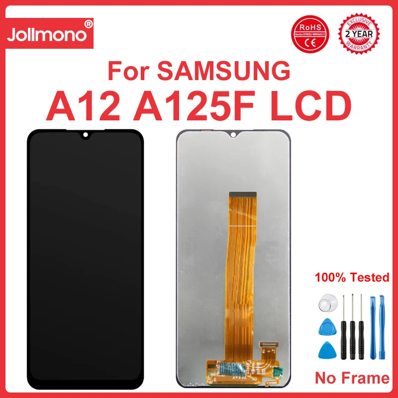 6.5'' A12 Display Screen with Frame, for Samsung Galaxy A12 A125 A125F Lcd Display Touch Screen Digitizer Replacement