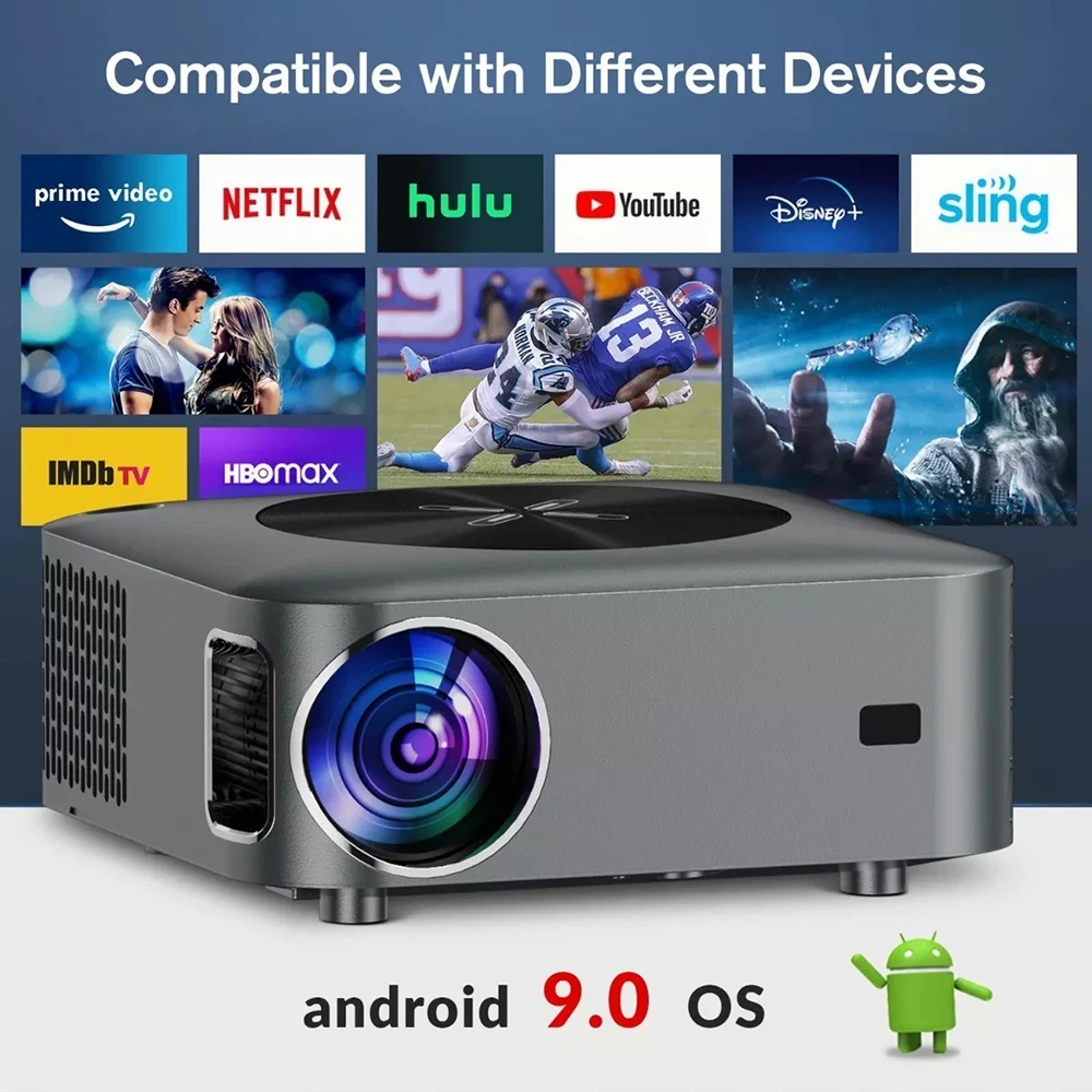 Salange FULL Hd 1080P Projector 5G WiFi Smart Android Home Theater 4K Video Bluetooth 450ANSI Outdoor Proyector 4P/4D Keystone
