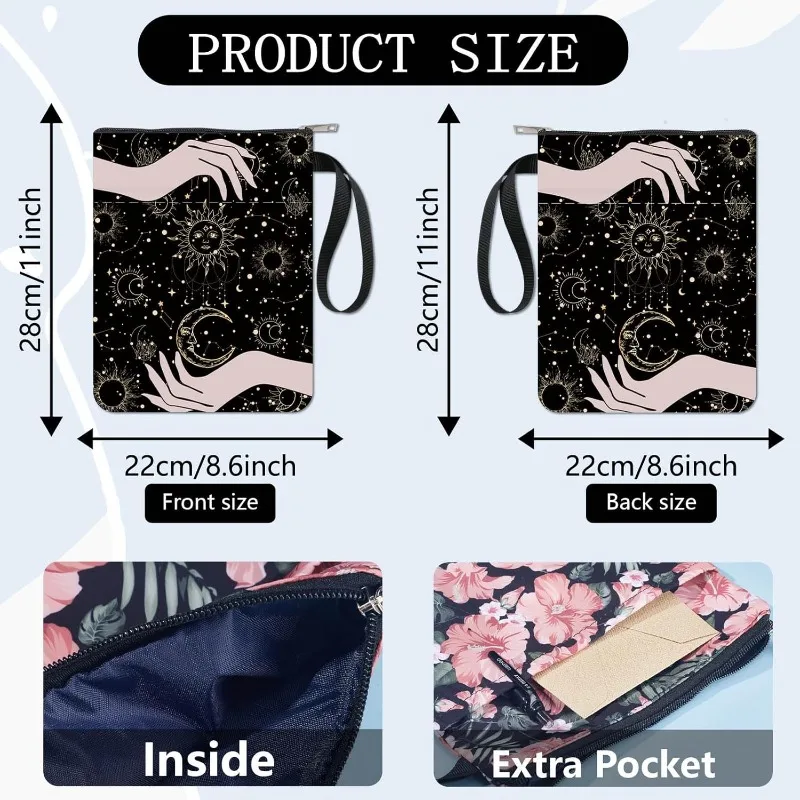 1 pc Book Sleeve Sun Book Protector Moon Witch's Hand Black Book Covers for Paperbacks Washable Fabric Cloth Book Cover