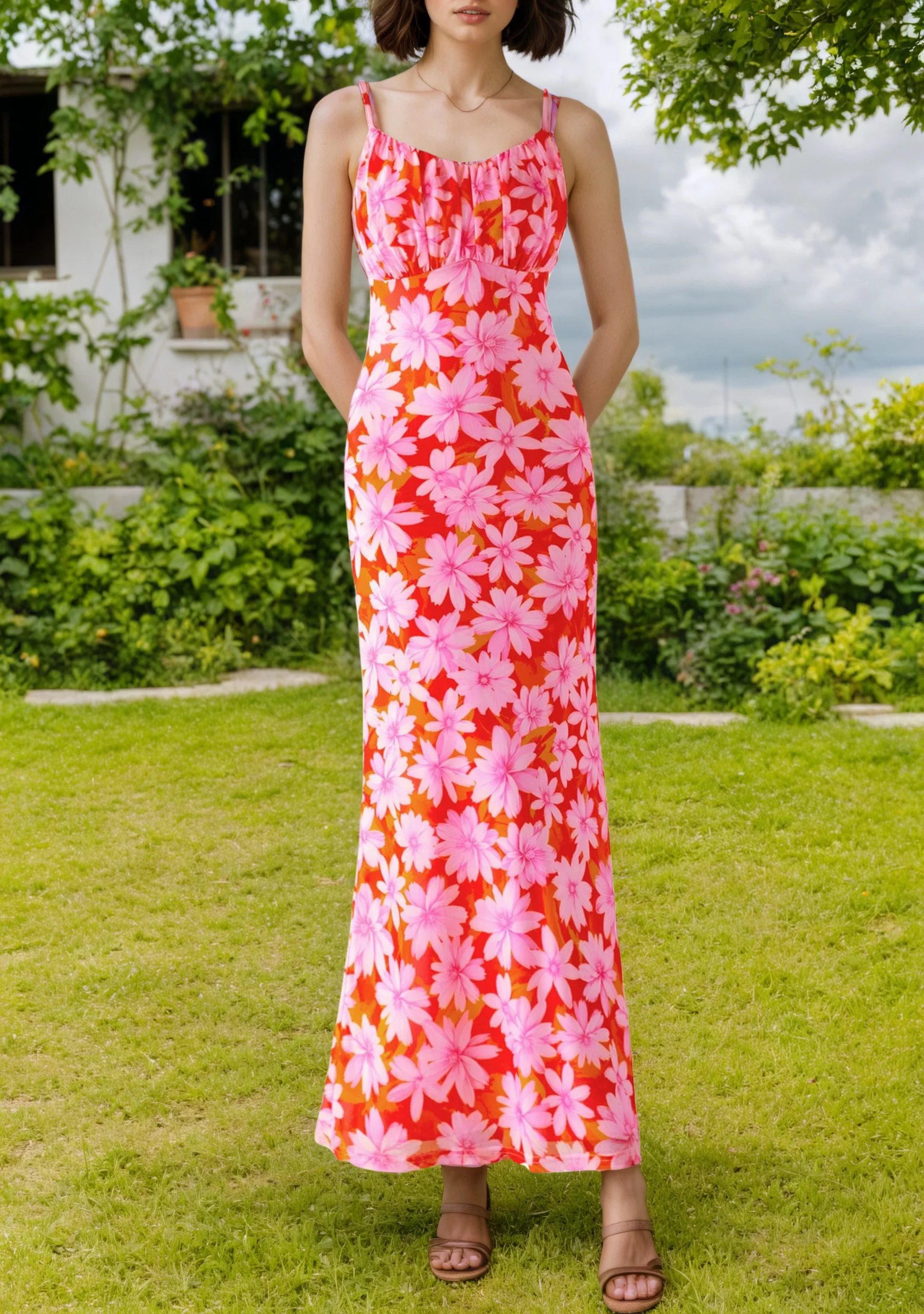 2025, Herbst, langes Damenkleid, ärmellos, plissierter Saum, schmale Passform, Hochzeitsgäste, Hosenträger, langes Kleid, Abendessen, modisches Dressing