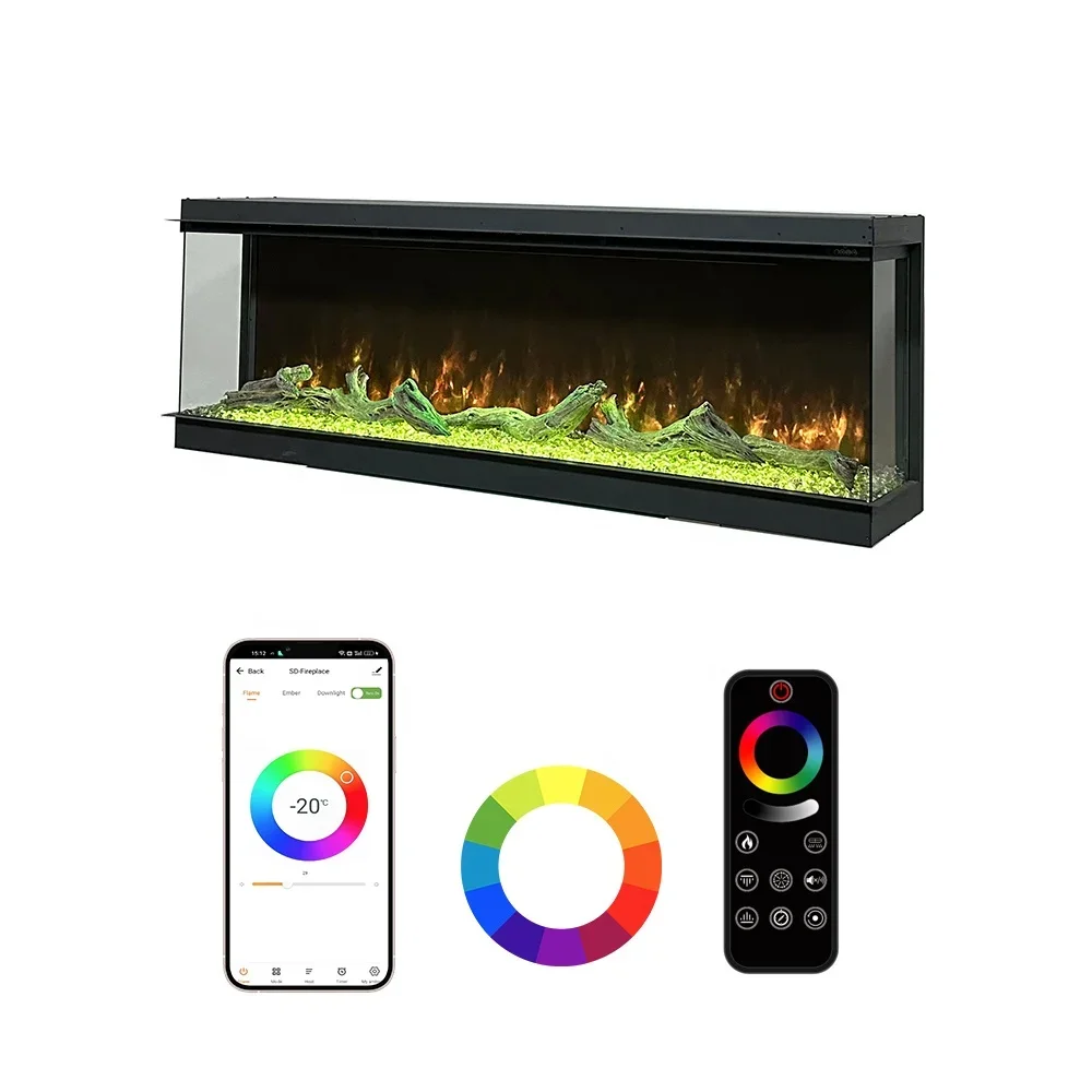 3D Virtual Electric Fireplace with Sparks  LCD Electric Fireplace 36 inch Wireless 3D Fire Place