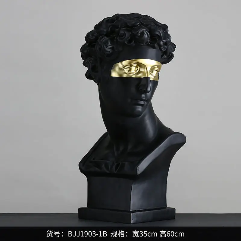 

Resin gold-painted bust of Xiaowei, sculpture figure ornament, model house, living room entrance soft decoration