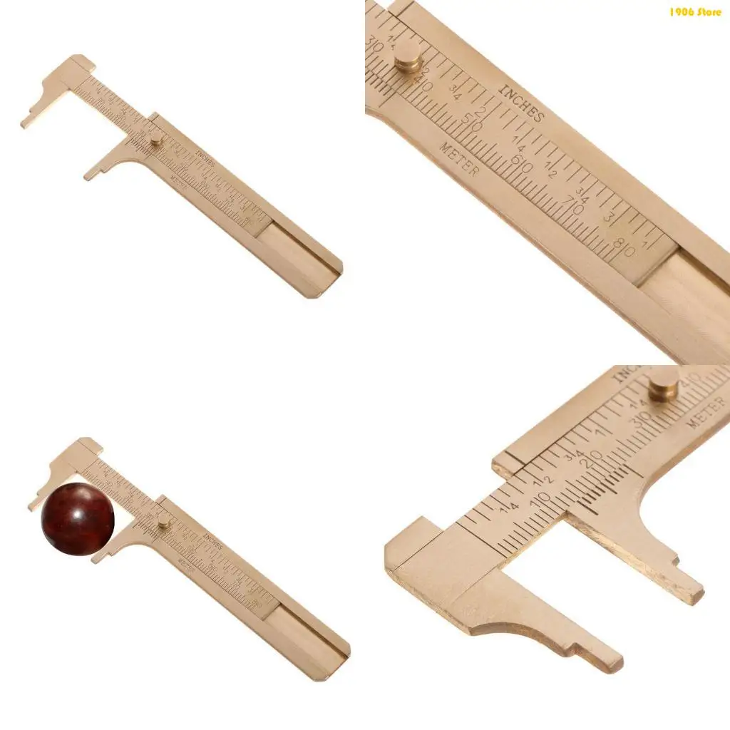 U1JB Vernier Caliper Mini Retro Brass Sliding Gauge Sliding Ruler Measuring Tool