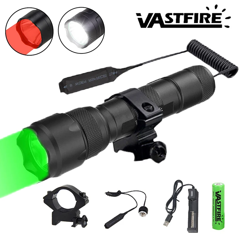 

502B Tactical Hunting Flashlight Red/Green/White Color Light Torch Hunting Bright Professional Shooting Night Scout Lights Set