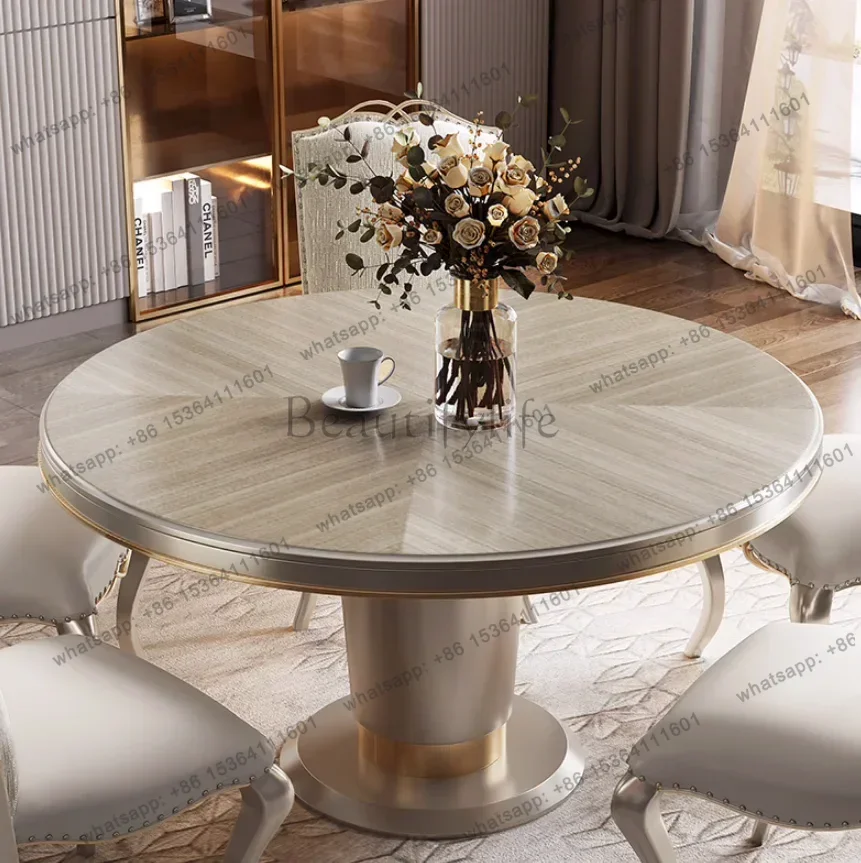 Factory Direct American Light Luxury Solid Wood Dining Table French Oval Simple Solid Wood Champagne Gold Dining Table