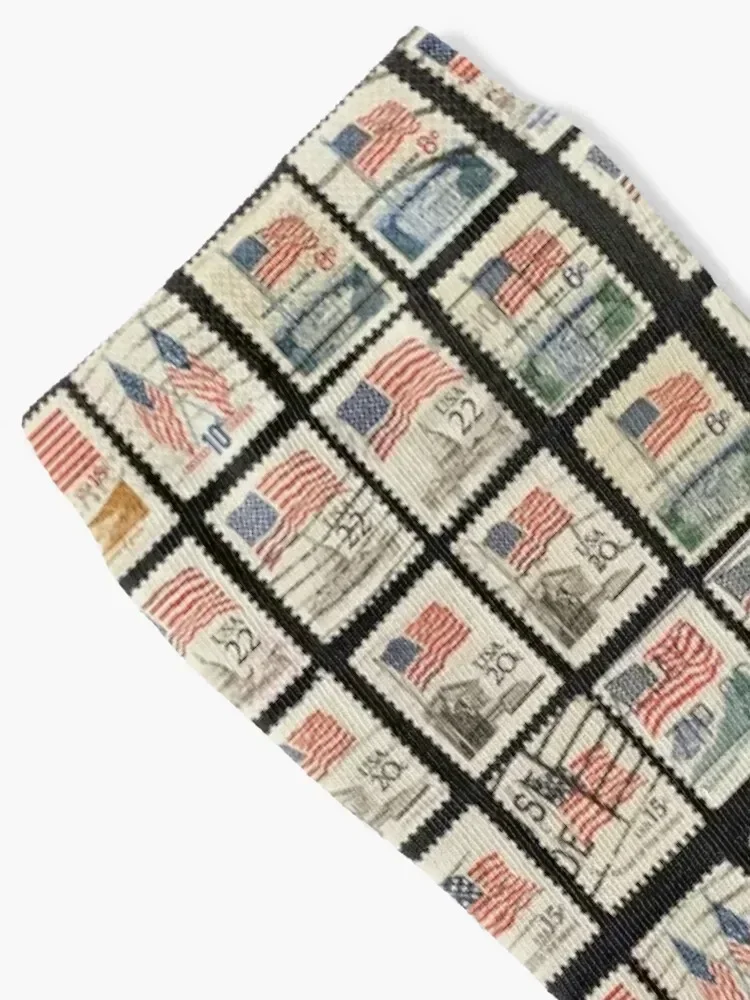 Postage stamps with the USA State Flags. Socks FASHION heated Women's Socks Men's