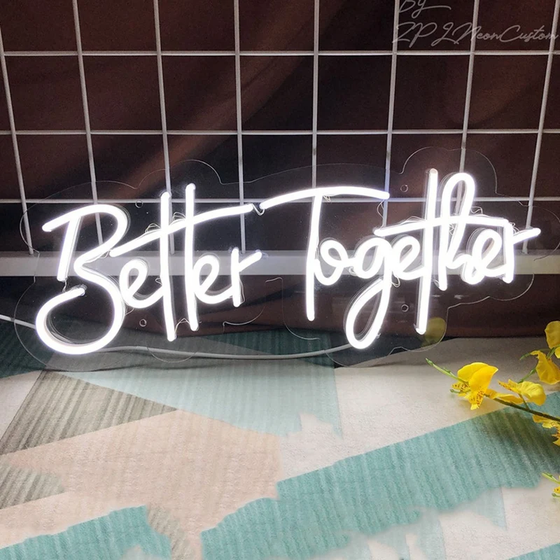 Together Neon LED Sign Wedding Decor Party Neon Sign LED Lights Bedroom Room Decoration Wall Married Neon Lights Durable