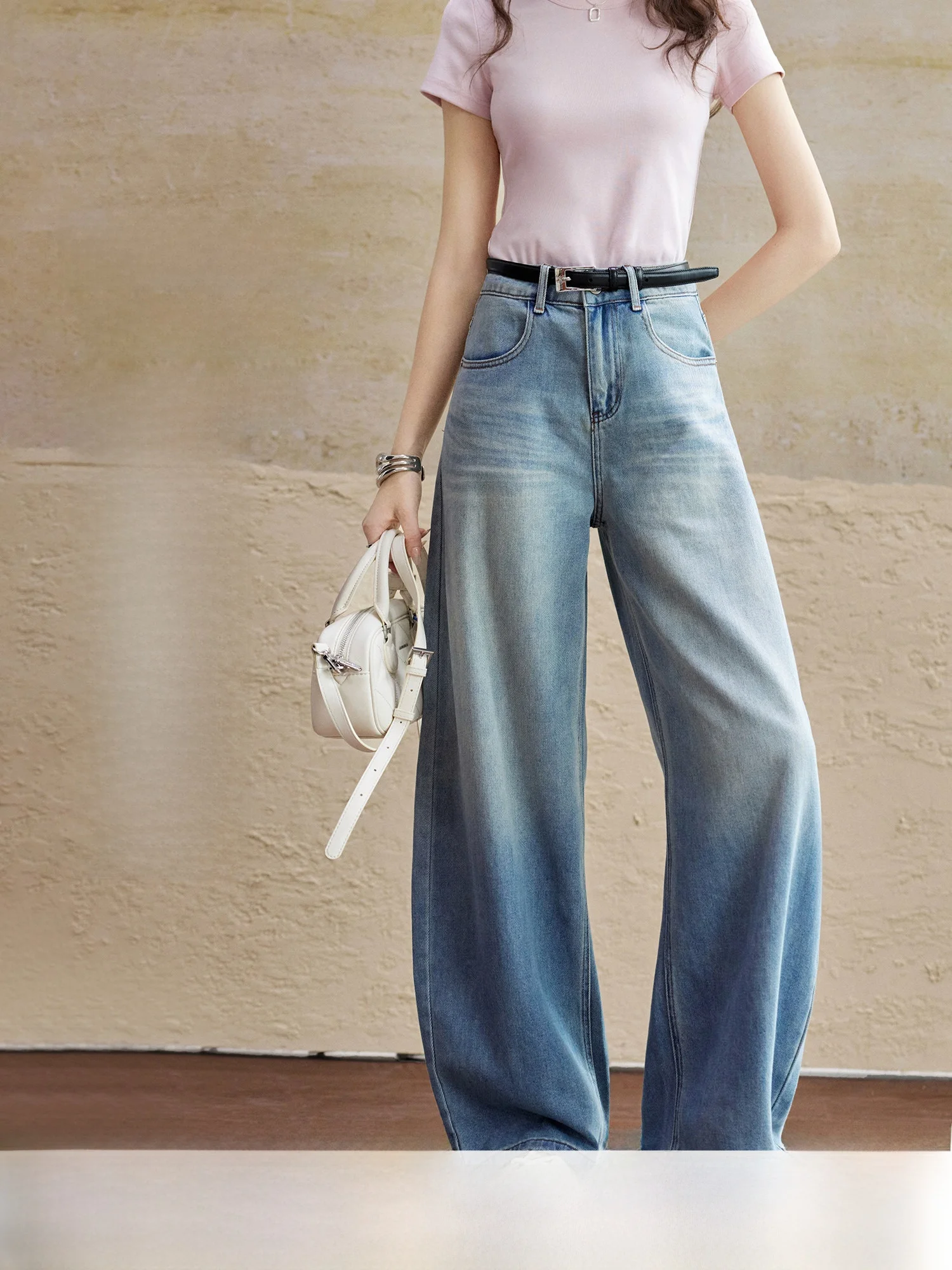

High Waist Wide Leg Denim Jeans Loose Fit Summer Pants Cotton Durable Comfortable Commute Style Women's Jeans