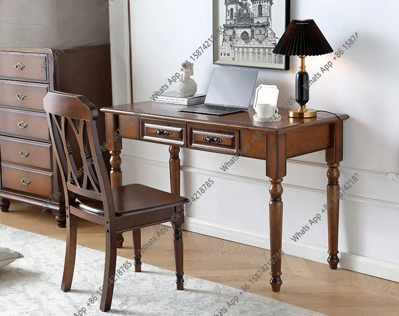 

Hh All Solid Wood American Simple Modern Desk Light Luxury Apartment Home Writing Desk Bedroom Study Computer Desk