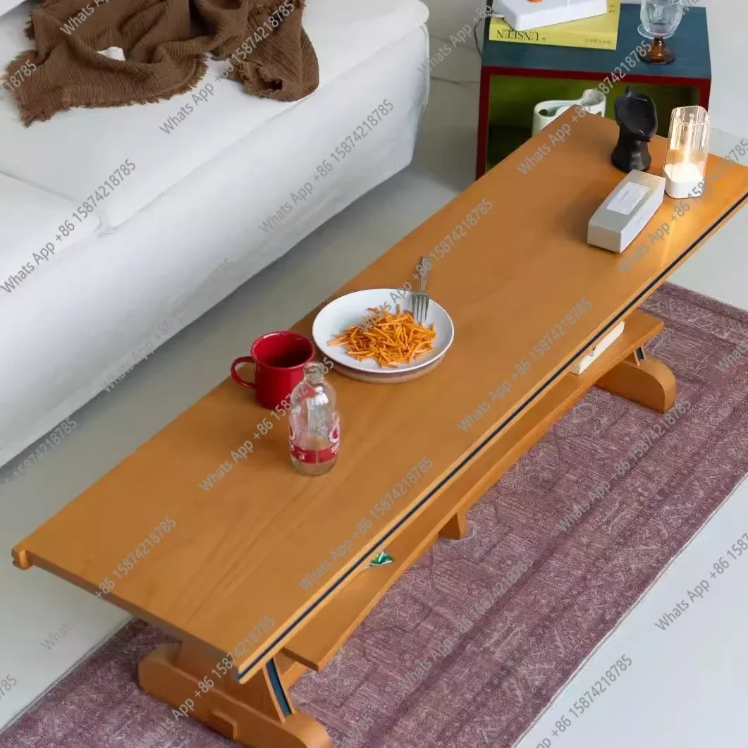 

MX Домашний журнальный столик из массива дерева среднего размера, прямоугольный чайный столик для маленькой квартиры, современная простая полка для скамейки