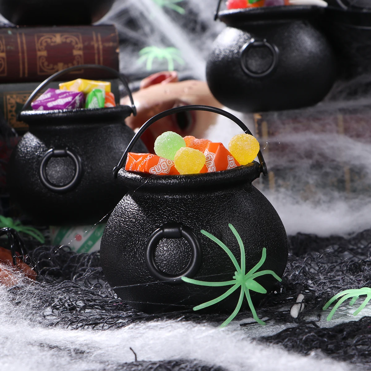 

Bucket Plastic Cauldron Halloween Candy Holder Kids Pot Medium Size Storage Party Accessories