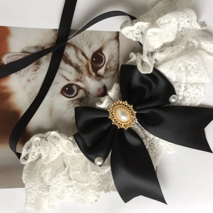 Pearl Dog Collar Jewelled Silk Wedding Cat Puppy Ribbon Scarf Pendant Pet Bows Necklace Satin New Kitten Accessories Bowtie Gift