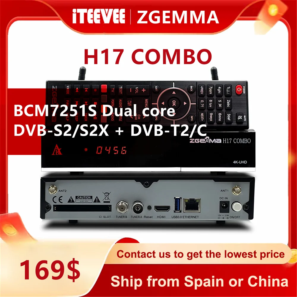 [D] ZGEMMA H17COMBO H17 COMBO Dual-mode Satellite TV Receiver with DVB S2X + DVB T2/C Equipped with Enigma2 Linux