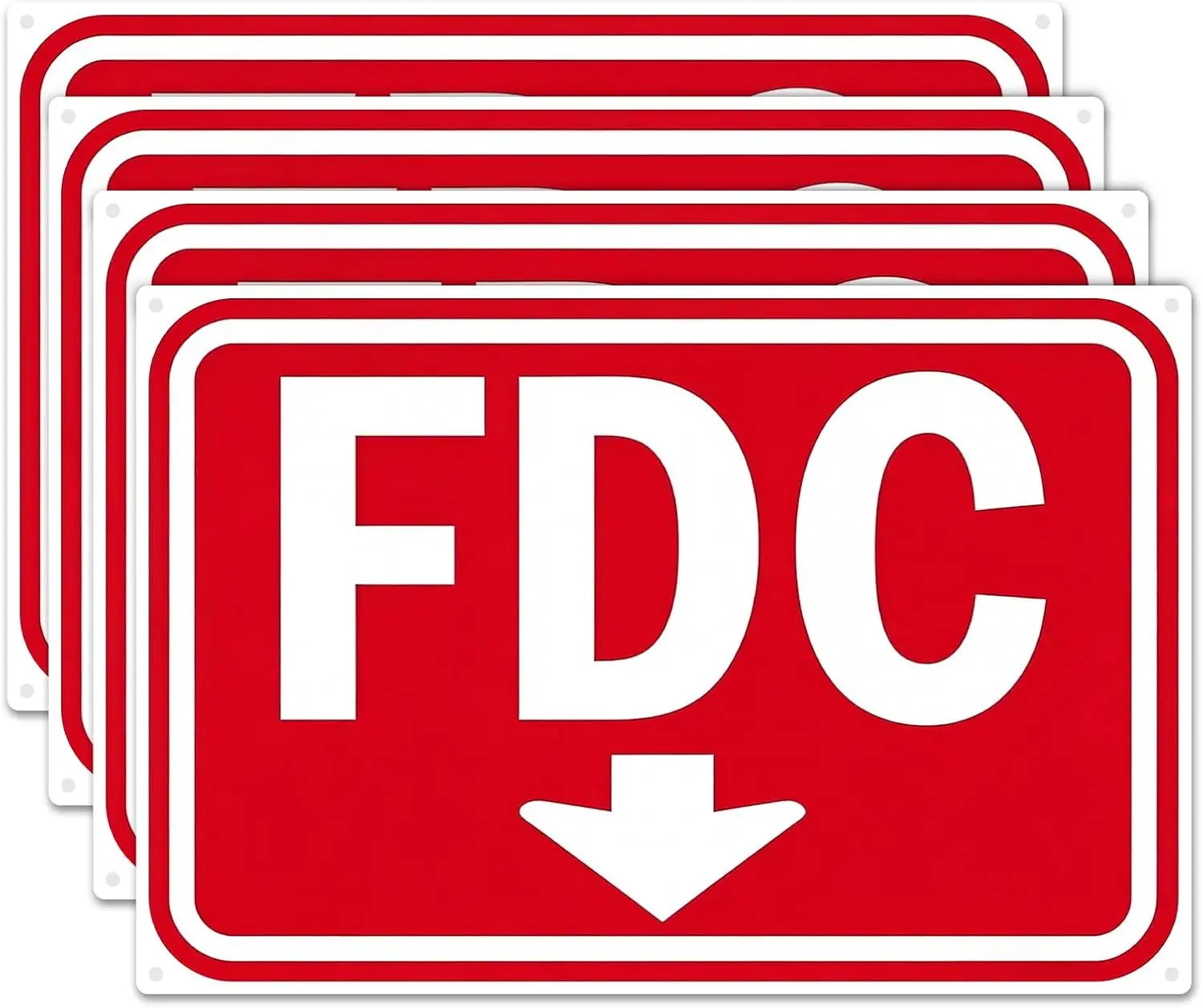 FDC Sign Metal Tin Sign, Red White Fire Department Connection Safety Sign, Rustproof Waterproof Fire Safety Plaque for Commercia