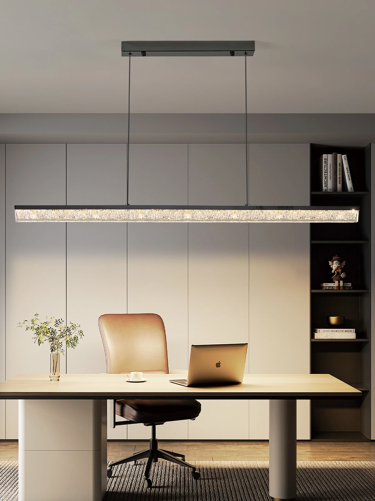 

Minimalist Long strip Crystal Pendant Light led Black lamp for Dining Room Kitchen Island bar creative nordic Counter lamp