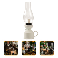 Flameless LED Lamp Plastic Retro Oil Lantern Decorative Accent for Home Office Indoor Oil Lantern