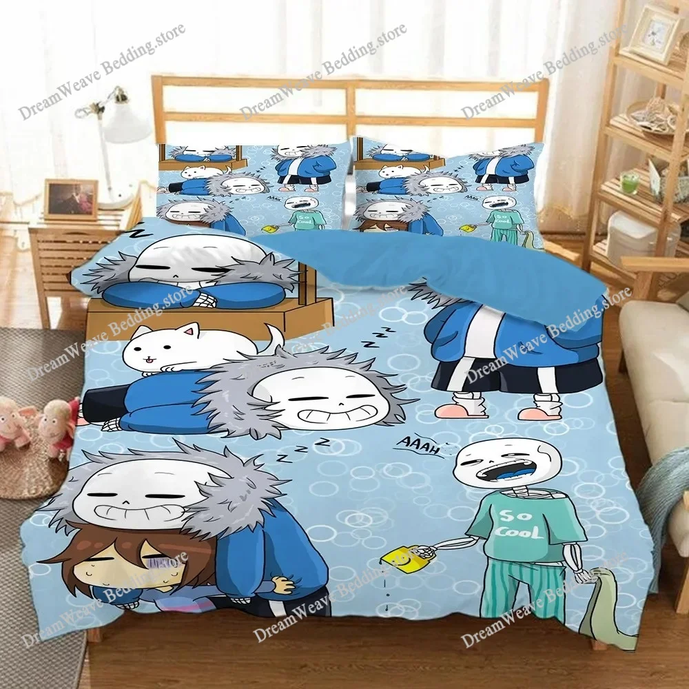 

Game Undertale Sans 3D Printed Duvet Case Pillowcase Bedding Set Twin Full Queen King Size For Kids Bedroom Home Textileextile