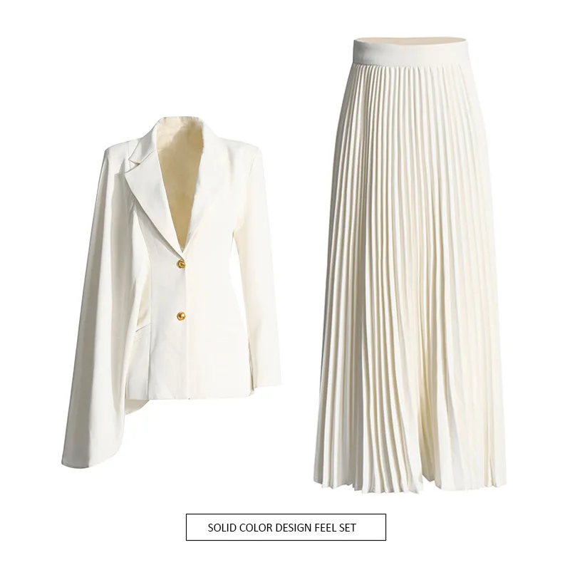 

Australian show two-piece set 2025 summer new irregular tailoring suit + pleated skirt fashion suit