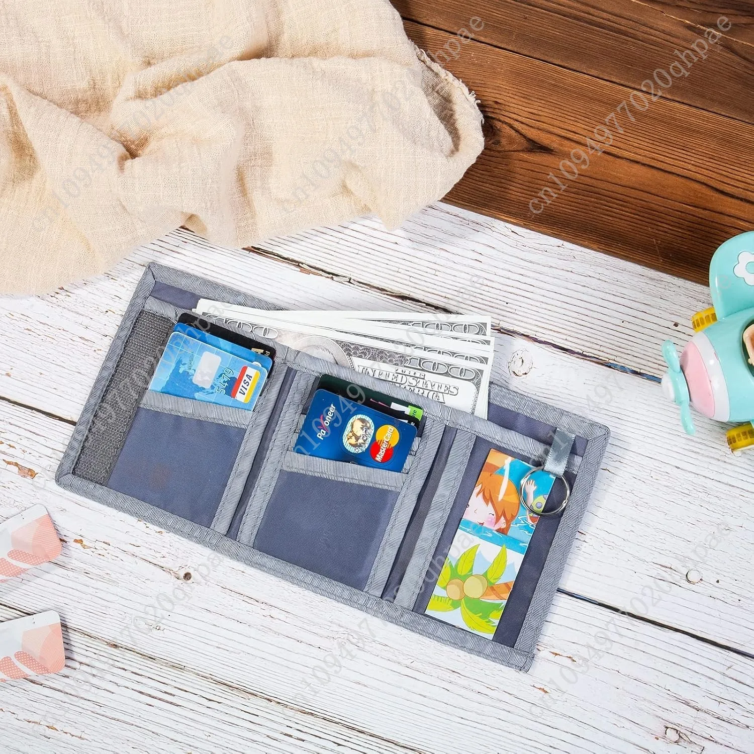 Nobelook Personalized Kids Wallet Custom Engraved Name Trifold Canvas Dinosaur Animal Cartoon Wallet with Zipper for Boys and Gi