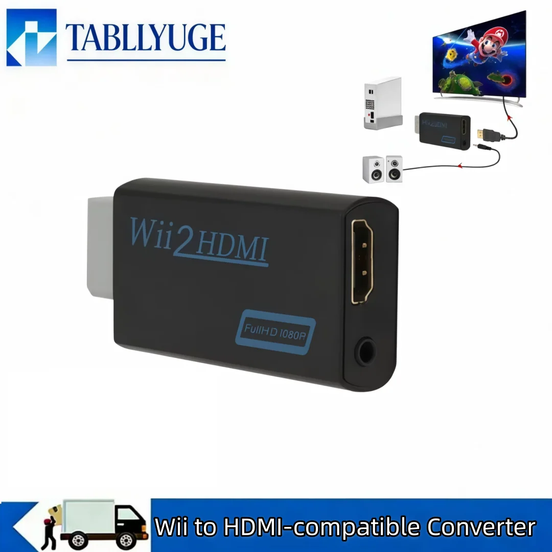 ตัวแปลง Wii เป็น HDMI รองรับความละเอียด 1080P พร้อมช่องเสียบแจ็คเสียง 3.5 มม. สำหรับคอนโซล Wii จอ HDTV และโปรเจคเตอร์