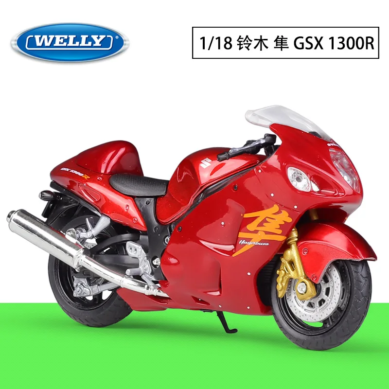 

Модель мотоцикла WELLY 1:18 Suzuki Hayabusa SUZUKI GSX 1300R из сплава, модель тяжелого локомотива для детей, забавные подарки на день рождения