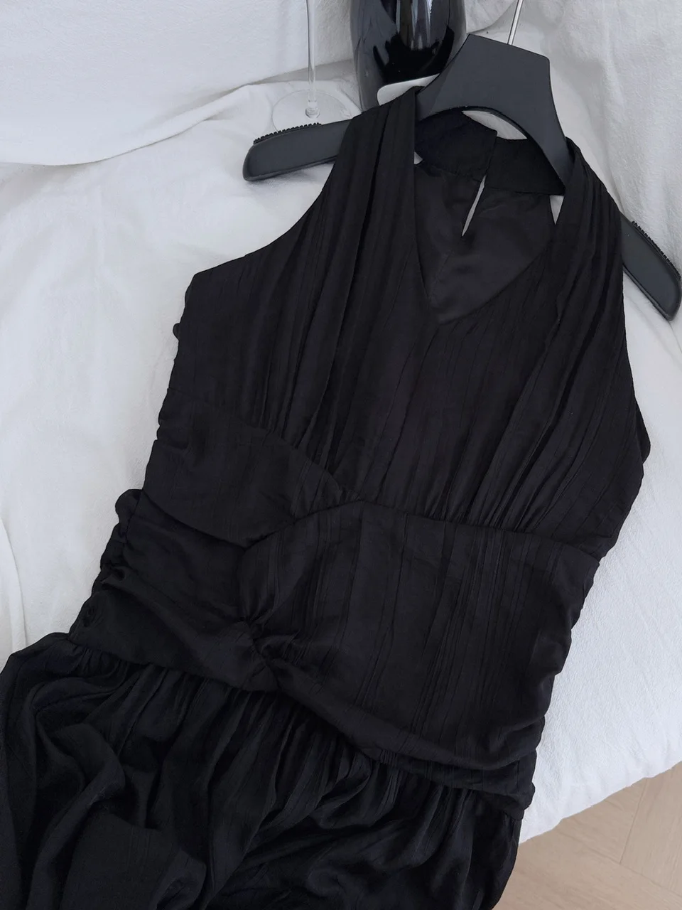 Ele Gefaltete Taille Svel V-Ne Dr Damen Hängender Ne Bla Dr Schlankmachender langer Rock Polyesterfaser Pendeln