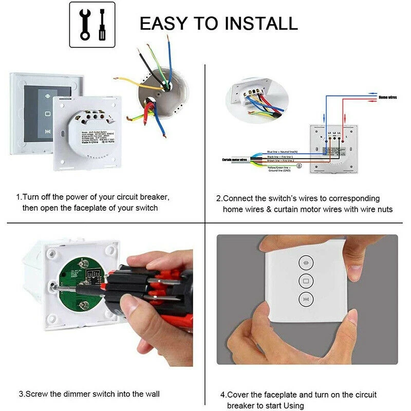 Interruptor de cortina inteligente con Wifi, Control remoto, persiana enrollable inteligente, Compatible con Alexa, Amazon ECHO, Google Home, 86Mm