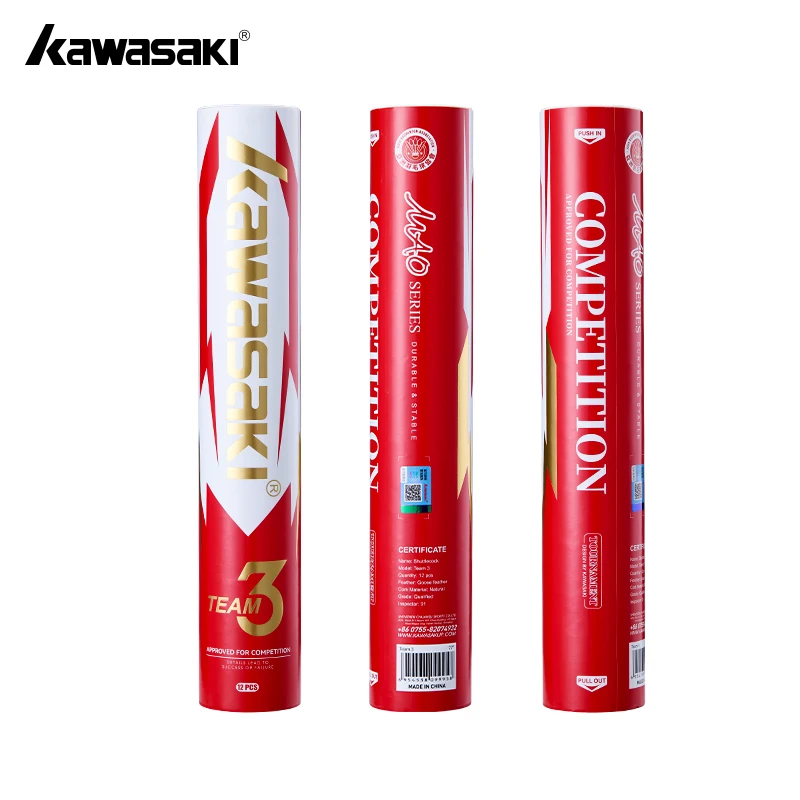 Kawasaki Shuttlecocks for Badminton White Goose Feather Precise Landing Shuttlecock Suitable for Advanced Training&Competitions