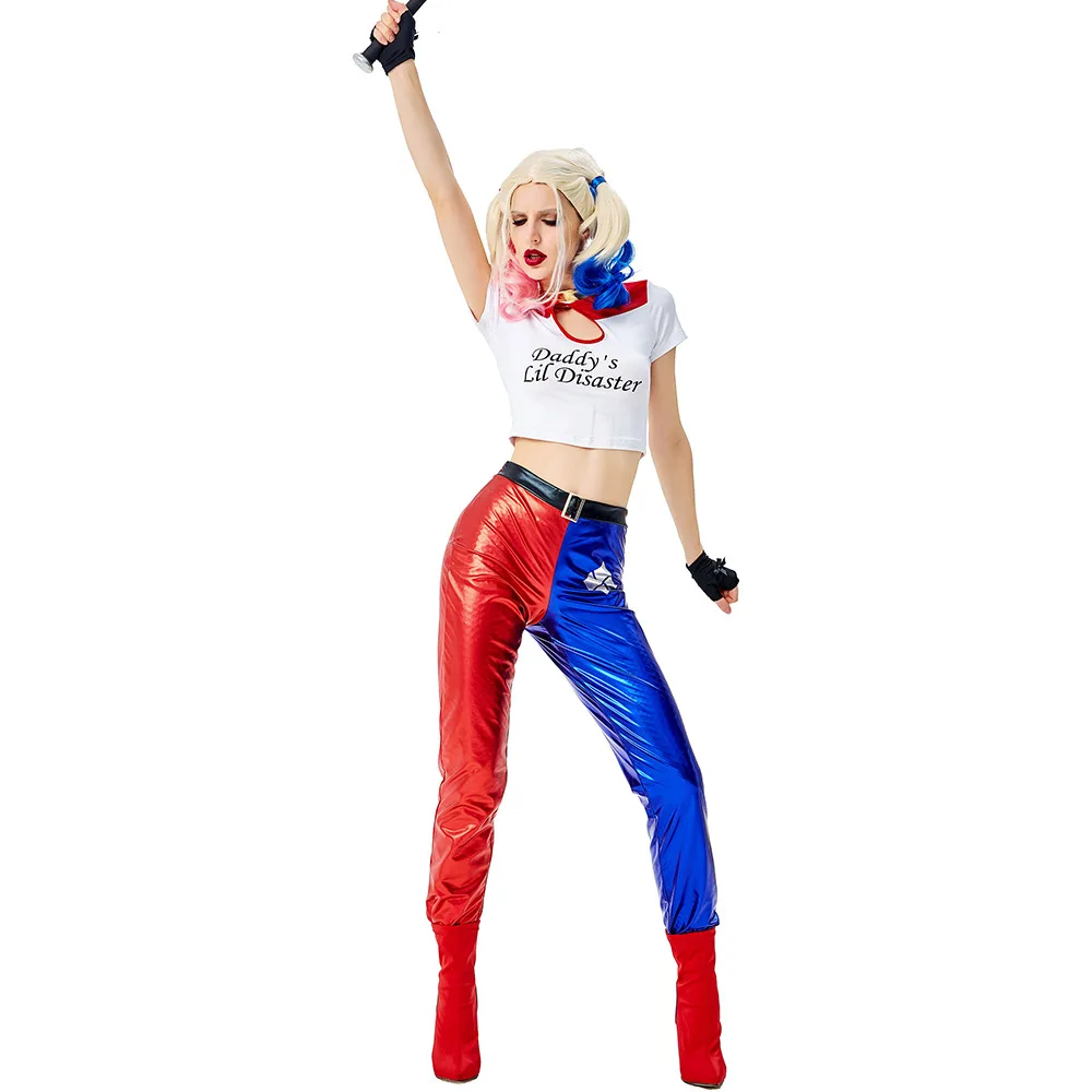 Costume d'Halloween de Harley ClScottsdale pour Femme Adulte, Tenue de Cosplay, Veste de Monstre, Quinn, Robe de Barrage de ixde Carnaval