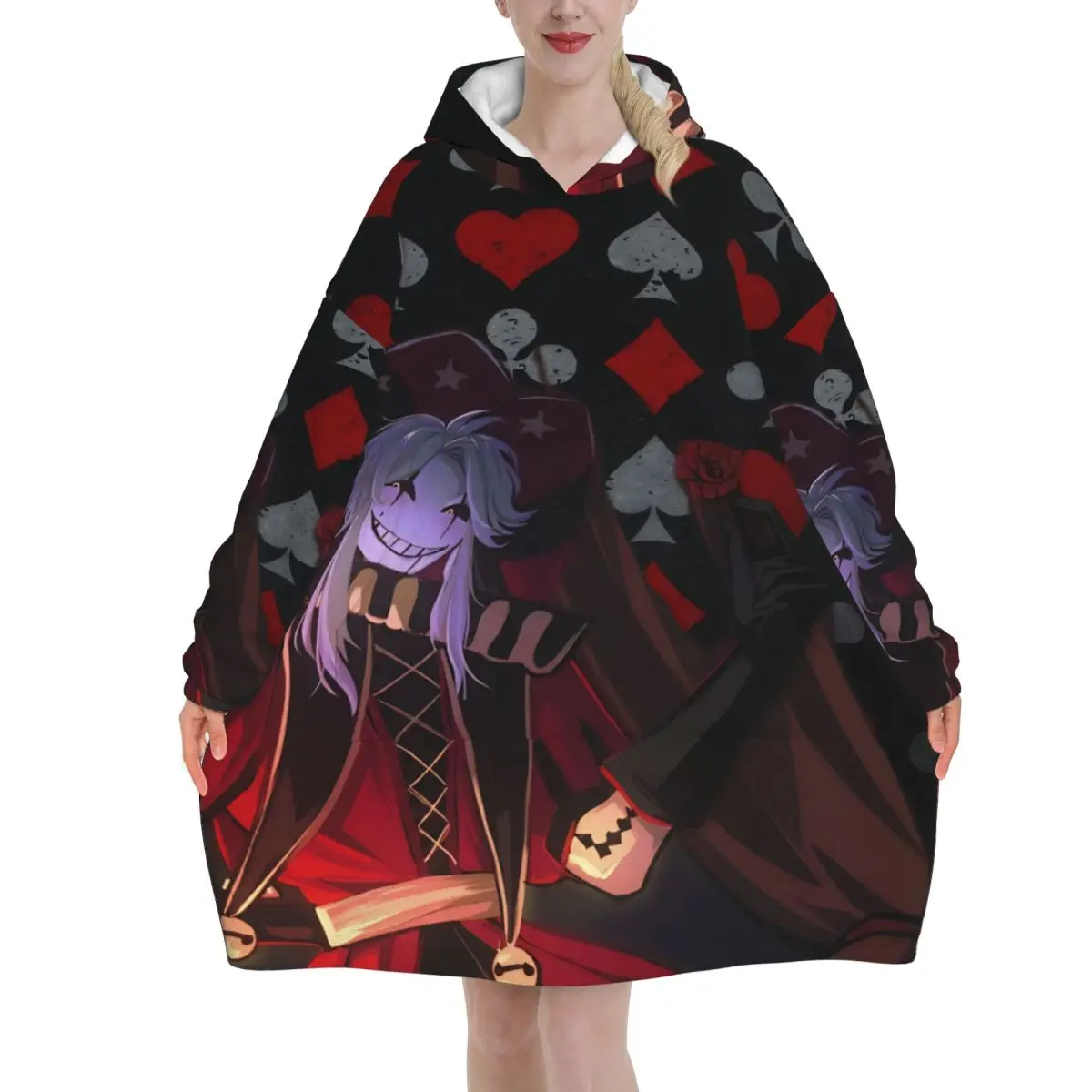 Pierrots The Freak Circus Blanket Hoodie Wearable Blanket Oversize with Pocket Warm Sleeping Bag Soft Cozy Onesie