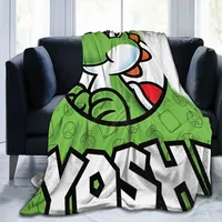 Super Mario Bros Yoshi Cartoon Game Blanket Anime Action Flannel Novelty Warm Throw Blanket for Bed Sofa All Season Travel
