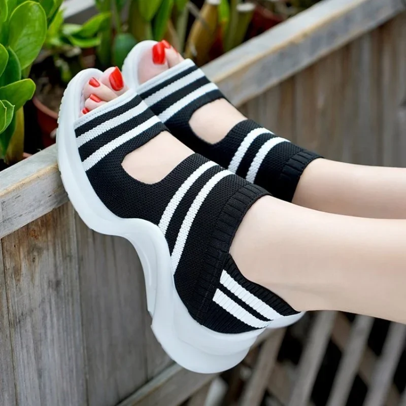 

2024 New Women Roman Flat Sandals Mesh Fish Casual Low Heels Summer Platform Shoe Sports Wedge Beach Sneakers Comfortable Shoes