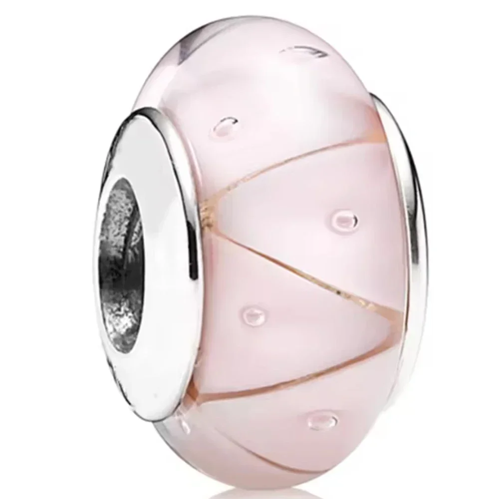 Klassischer 925 Sterling Silber Farbiger Blumen-Blatt-Kosmos-Regenbogen Murano-Glas Charm-Anhänger für DIY-Armbänder Damenschmuck Geschenk