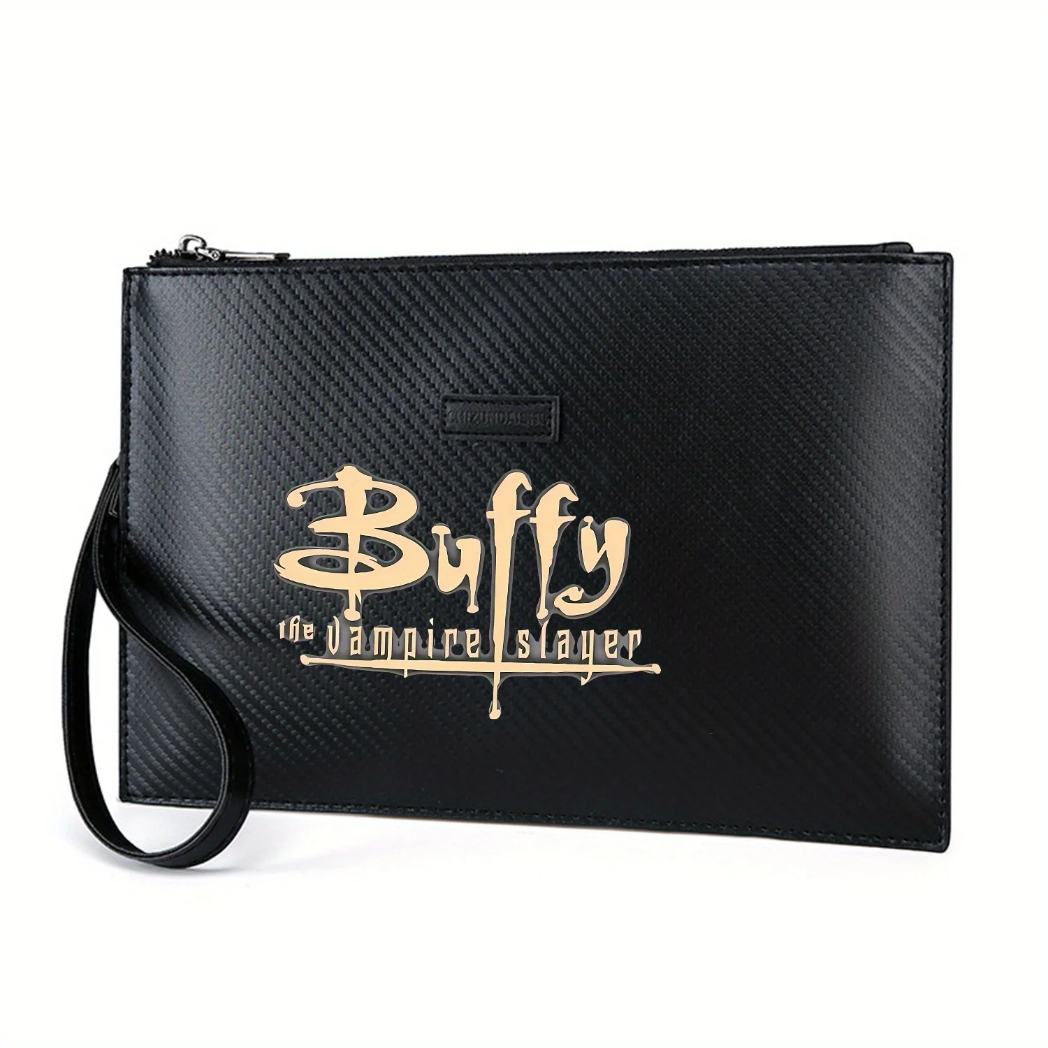 Buffy the Vampire Slayer text logo Elegant Printed PU Men's Handbag Fashionable and Practical for Everyday Carry
