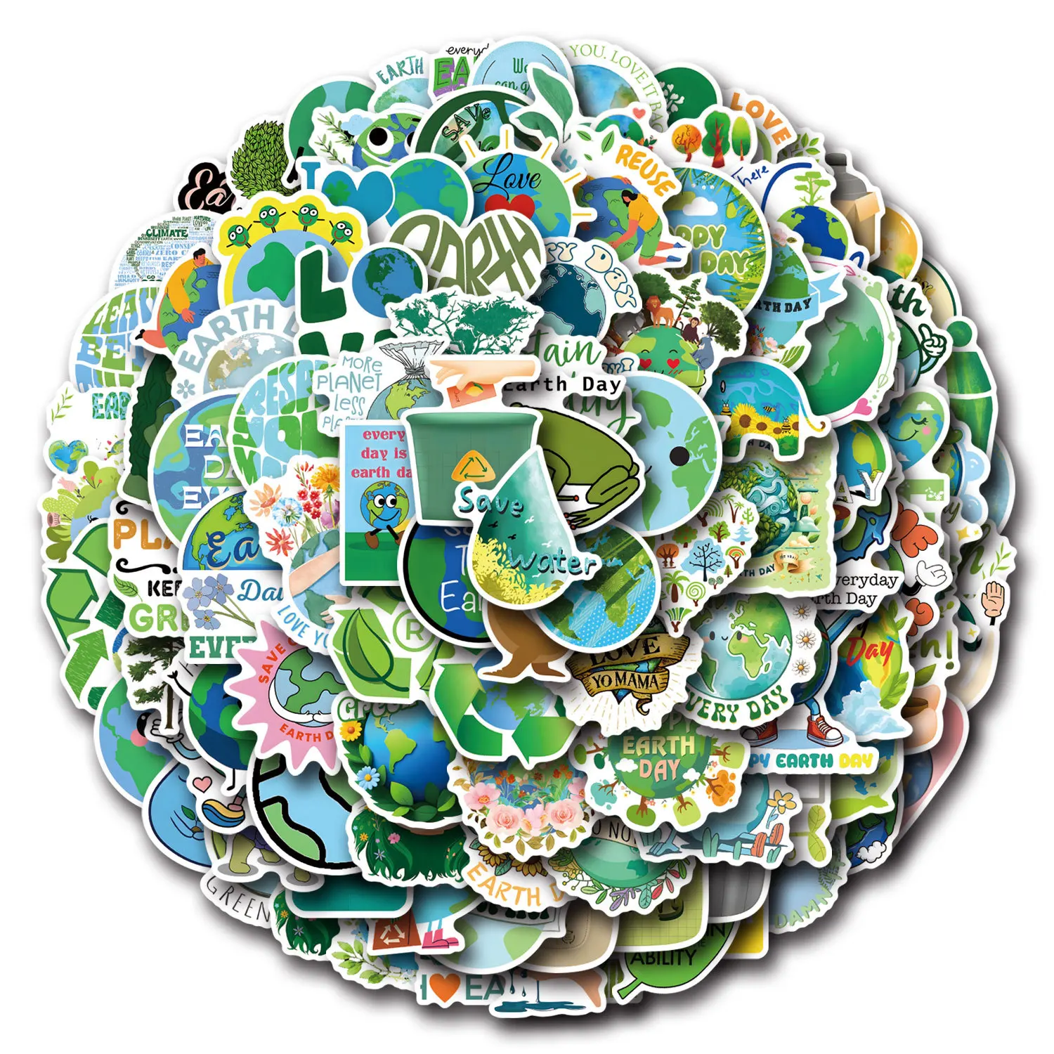 50/110 pezzi adesivi per il giorno della terra proteggono l'ambiente decalcomanie dei cartoni animati laptop chitarra auto bici skateboard adesivo impermeabile