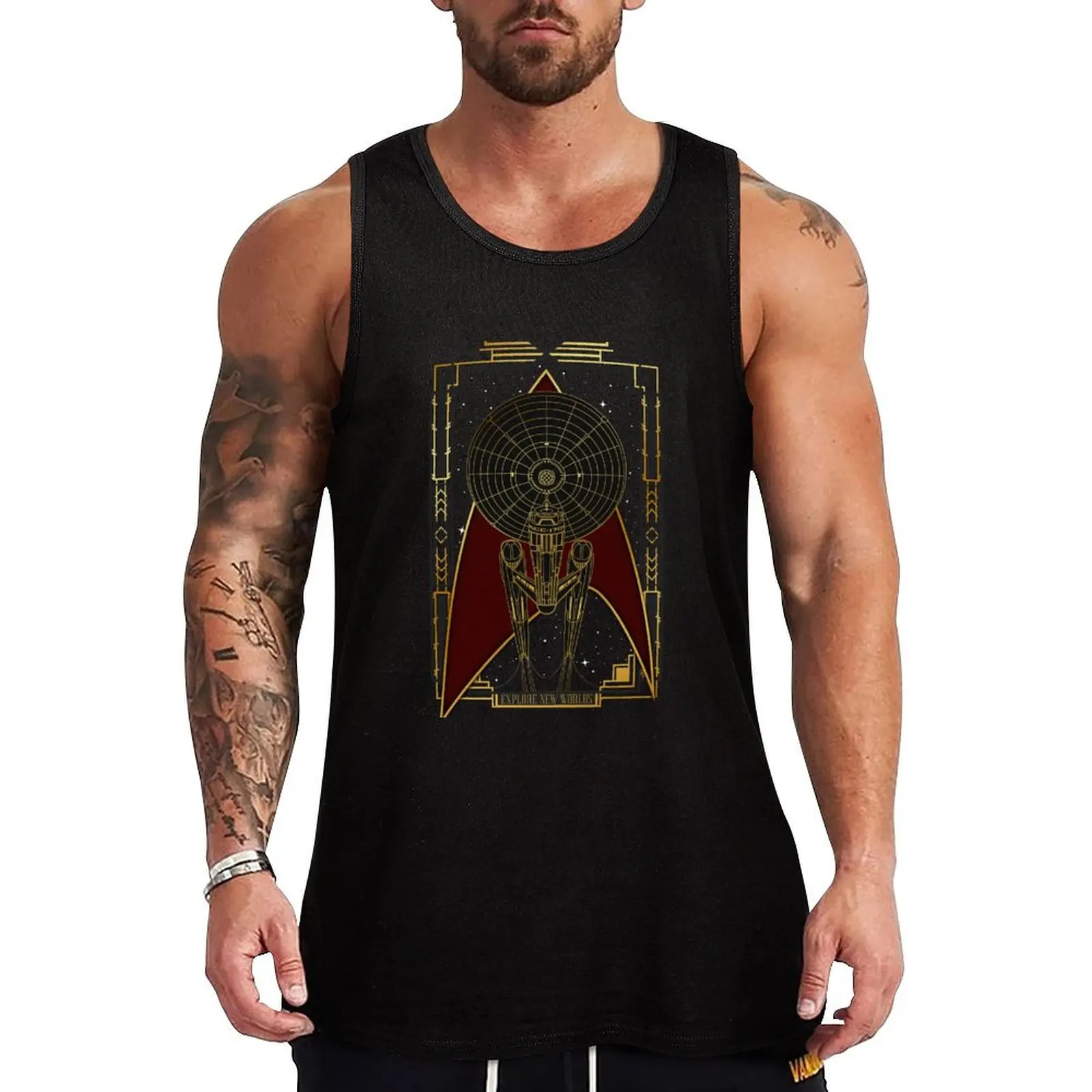 

Explore new worlds Tank Top Man gym clothes muscular man sleeveless shirts t-shirts man