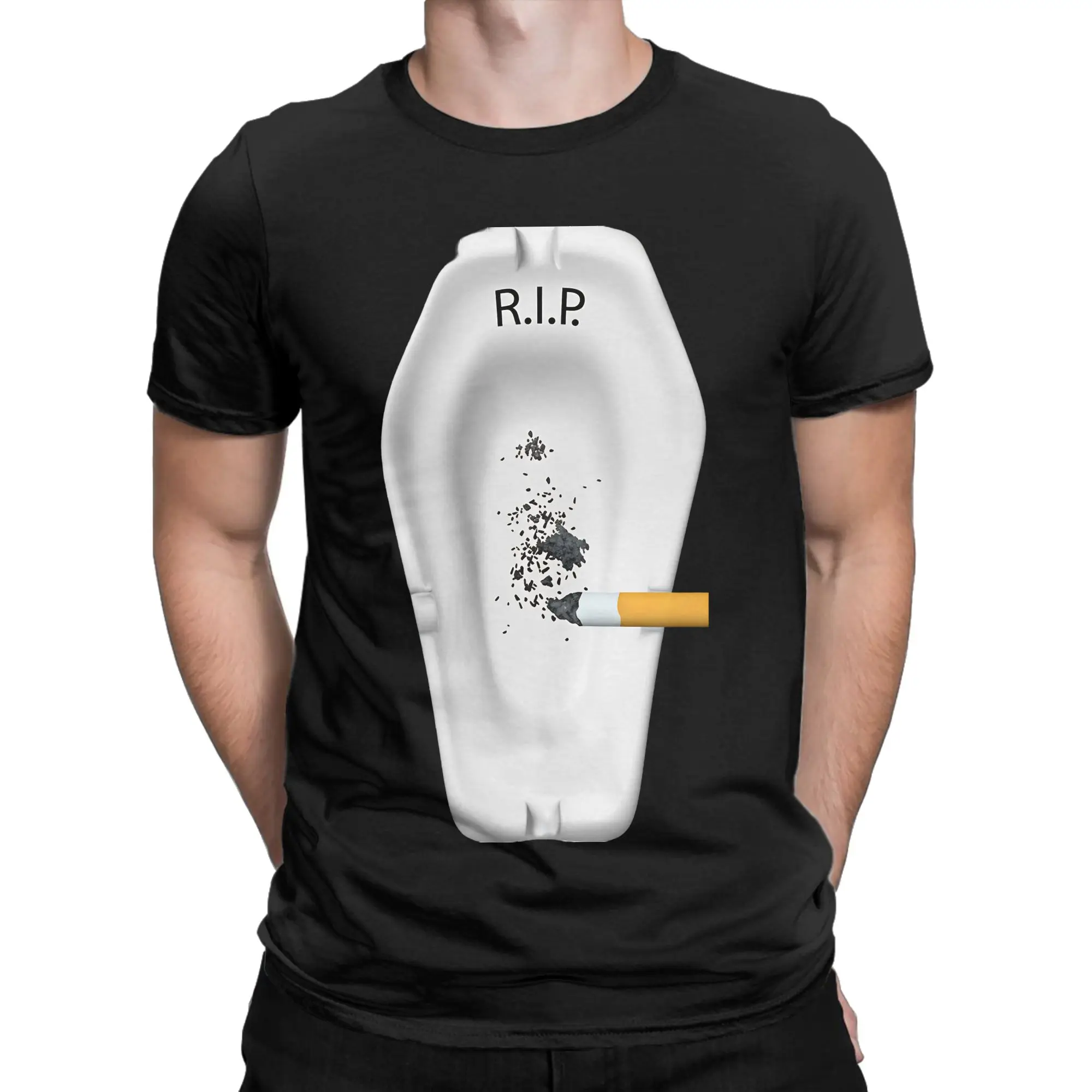 Rip Coffin Ashtray Men T Shirts  Funny Tees Short Sleeve Round Collar T-Shirts Cotton Graphic Clothes