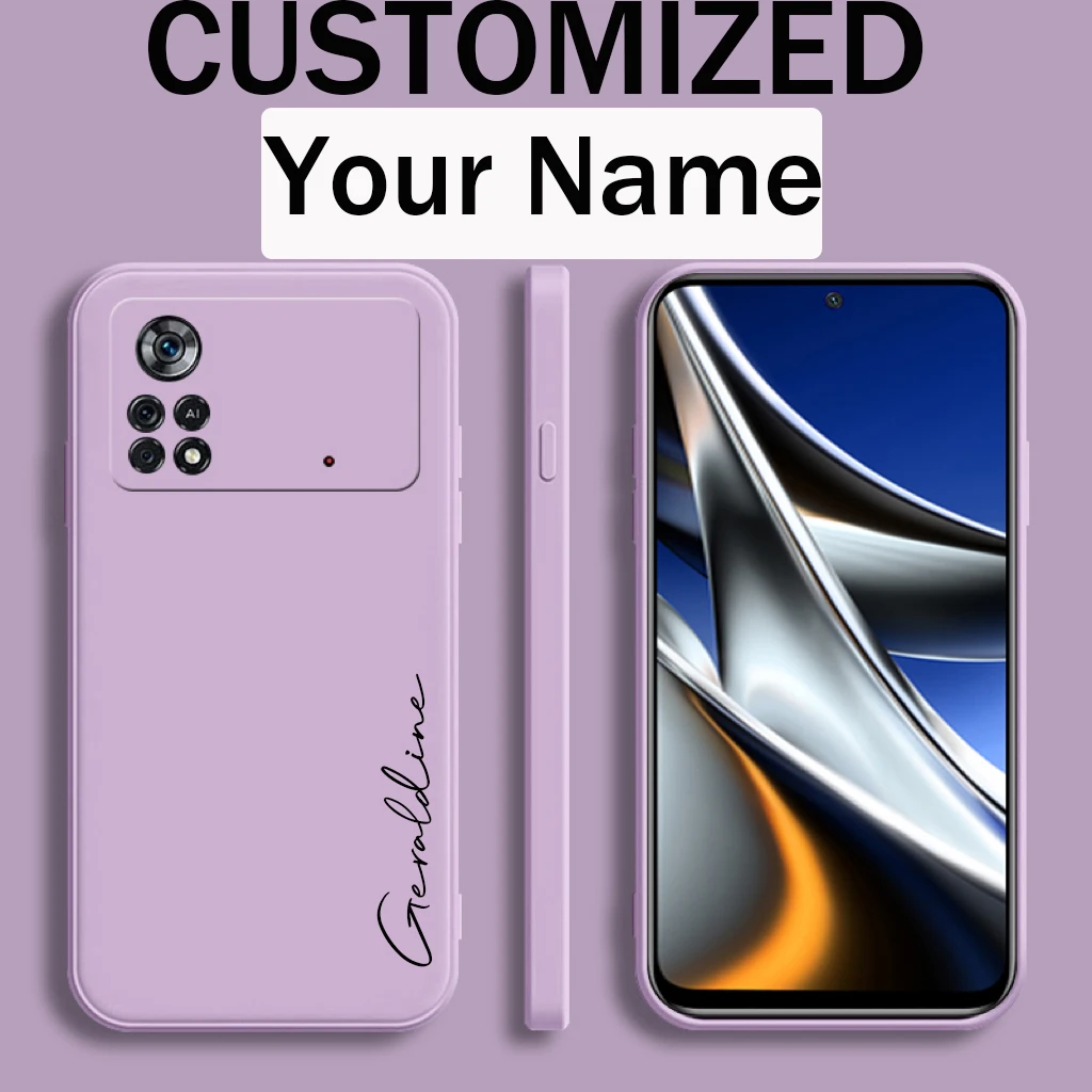 ל-Xiaomi Poco X4 Pro 5G כיסוי מותאם אישית עם שמות אישיים ראשיים רכים מסיליקון נוזלי ל-Xiaomi Poco X4 Pro 5G