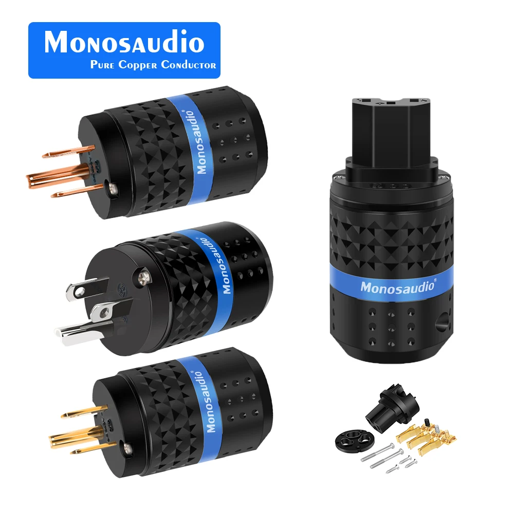 Monosaudio M102R/F102R czerwony czysty miedziany rodowany moc US wtyczka przewodu diy amerykański złącze zasilania do kabla moc dźwięku