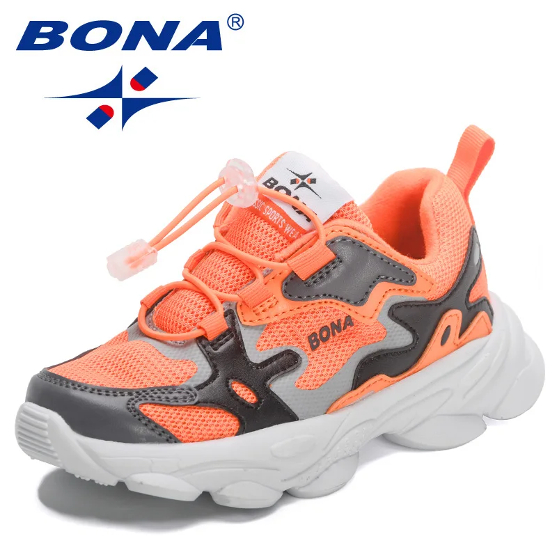 BONA 2023 New Designers Fashion Sneakers Child Walking Shoes Kids Non-slip Lightweight Sports Shoes Child Quality Running Shoes