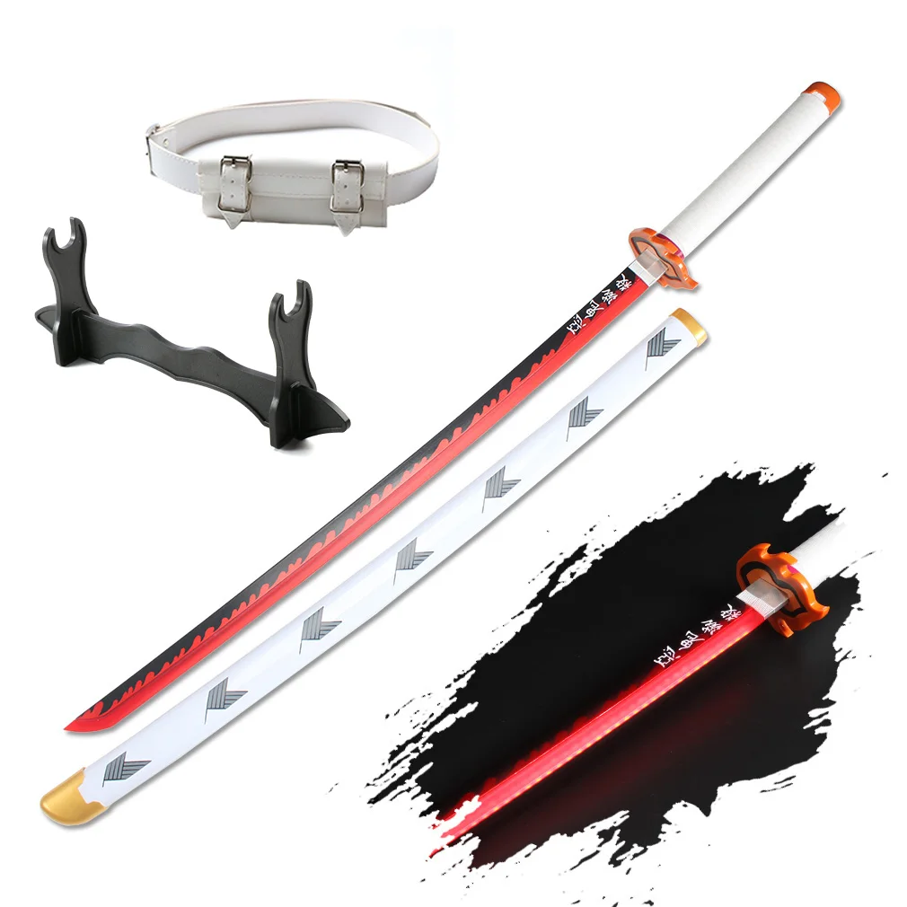 41 ″ Led Light Up Demon Slayer Zwaard Katana Japanse Anime Cosplay Samurai Zwaarden Tanjiro Nichirin Zwaard Met Houder En Riem