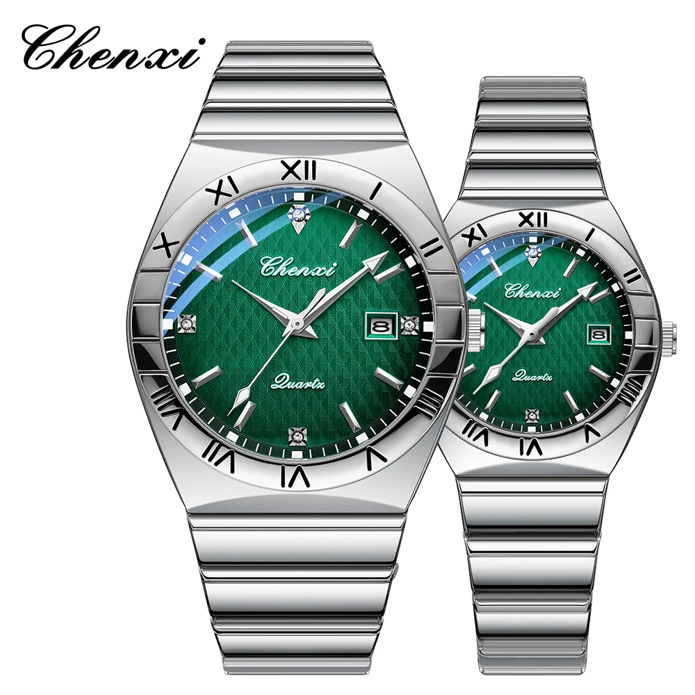 CHENXI Fashion Business Couple Watches Luminous Calendar Display Waterproof Quartz Watch For Men Women Gifts