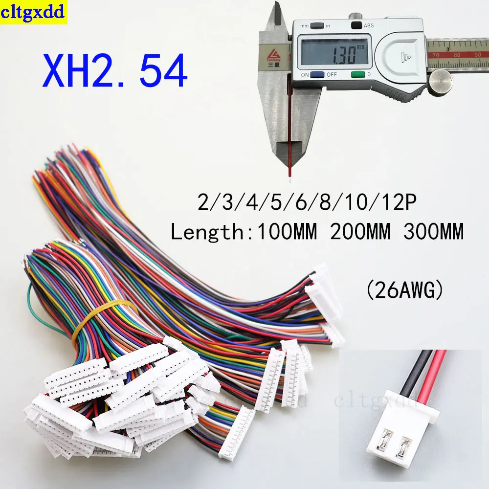 Cltgxdd 10piece XH2.54 wire and cable connector 2/3/4/5/6/7/8/9/10/12 pin plug 10CM/20cm/30CM wire length 26AWG