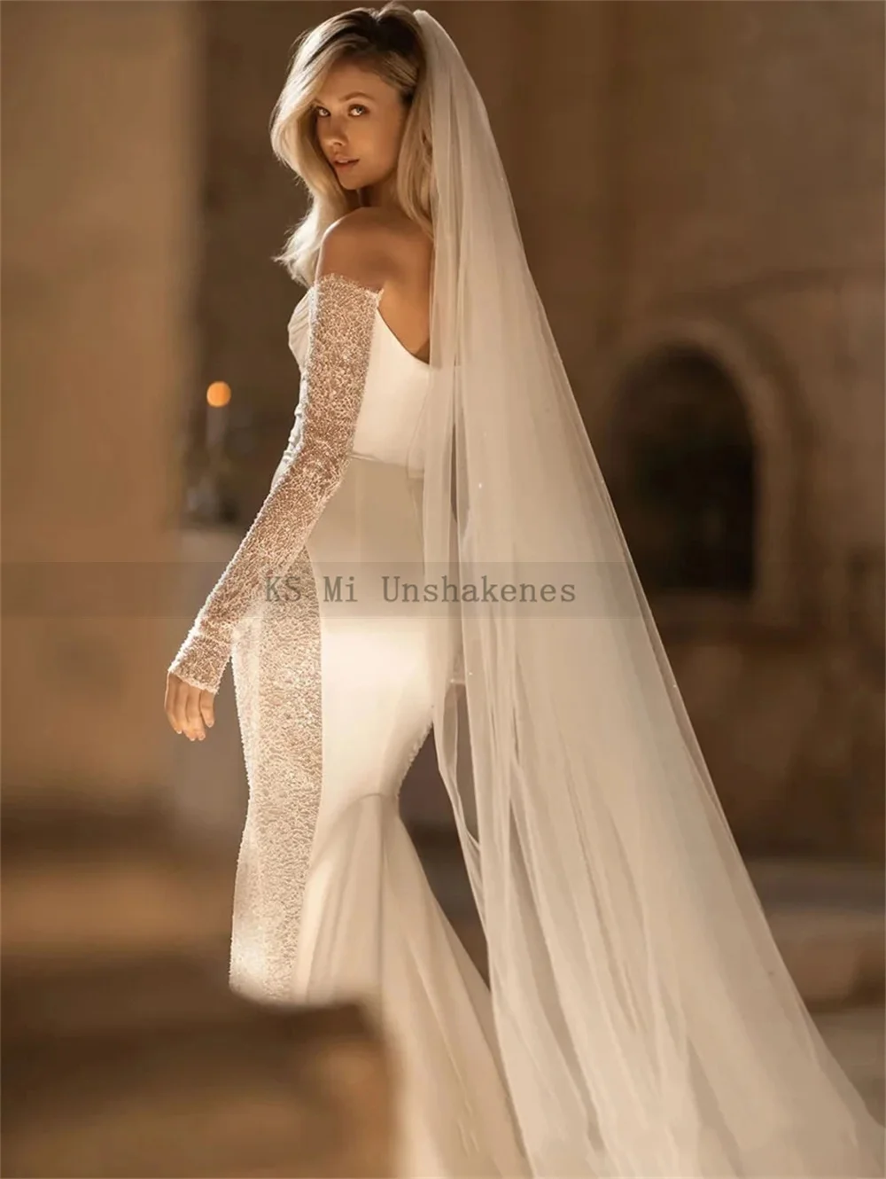 Sexy Mermaid Lace Long Sleeve Wedding Dresses 2025 Berta Bridal Dress Women Sweetheart Off Shoulder Wedding Gowns Customized