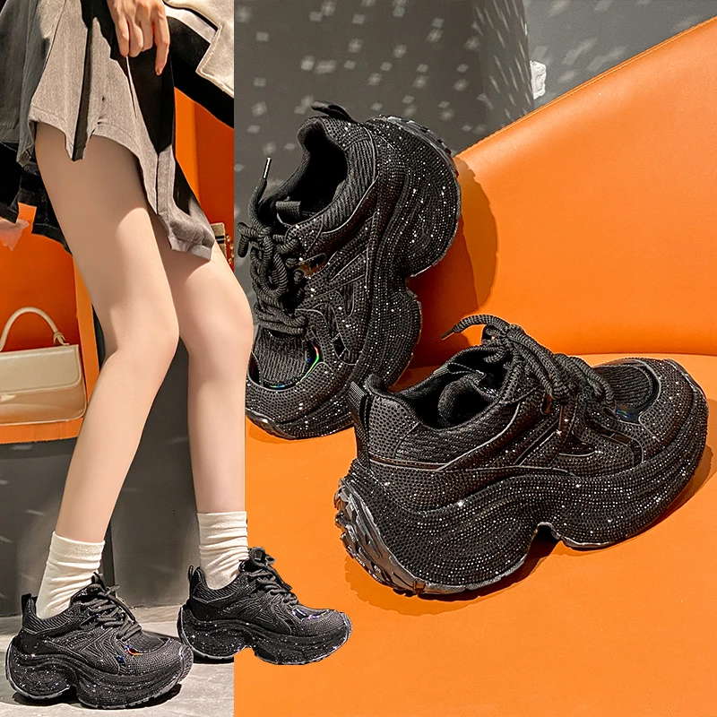 

Chunky Luxury Sneakers Women Bling Running Shoes Fashion Casual Designer Breathable Height Increased Casual Shoes Zapatos Mujer